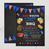 Red White & Brew 4 juli BBQ Uitnodiging (Voorkant / Achterkant)