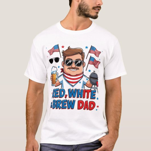 Red White & Brew Dad Patriottisch T-shirt (Voorkant)