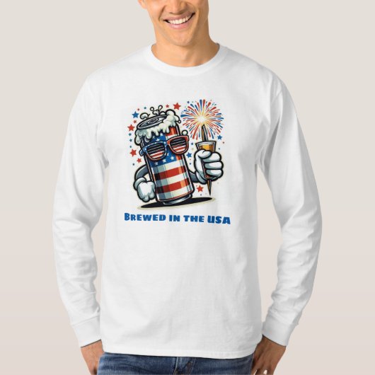 Red, White & Brew – Funny 4th of July Beer Lover T-shirt (Voorkant)
