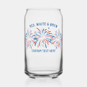 Red White & Brew Vuurwerk 4 juli Bier Blikvorm Glas (Voorkant)