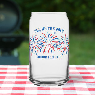 Red White & Brew Vuurwerk 4 juli Bier Blikvorm Glas