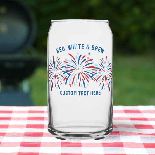 Red White & Brew Vuurwerk 4 juli Bier Blikvorm Glas