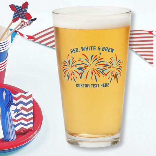 Red White & Brew Vuurwerk 4 juli Bierpint Glas