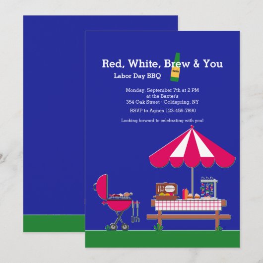 Red White Brew & You Invitation Kaart (Voorkant / Achterkant)