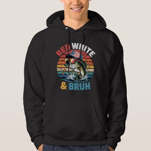 Red White & Bruh Vist kunst Hoodie (Voorkant)