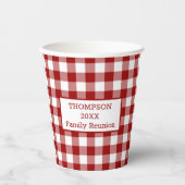 Red White Buffalo Check Jouw naam Family Reunion Papieren Bekers (Voorkant)