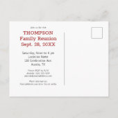 Red White Buffalo Check Name Family Reunion Party Uitnodiging Briefkaart (Achterkant)