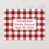 Red White Buffalo Check Name Family Reunion Party Uitnodiging Briefkaart (Voorkant)