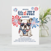 Red White Bulldog Sunbril op 4 juli Kaart (Staand voorkant)