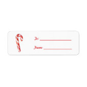 Red White Candy Cane Christmas Etiket (Voorkant)