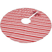 Red White Candy Cane Diagonal Stripes Bow Kerstboom Rok (Gekanteld)