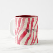 Red White Candy Cane Stripes Christmas Tweekleurige Koffiemok (Voorkant links)