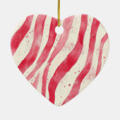Red White Candy Cane Stripes Gold Ribbon Christmas Keramisch Ornament (Achterkant)