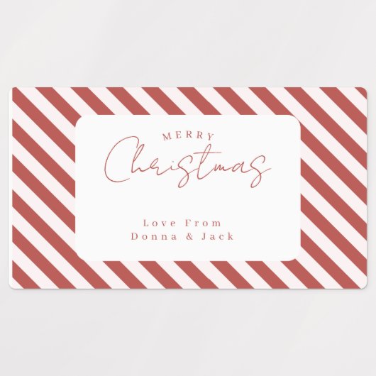 Red & White Candy Cane Stripes Merry Christmas Labels (Design 2)