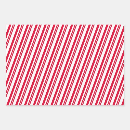 Red & White Candy Cane Stripes & Polka Dots Inpakpapier Vel (Voorkant)