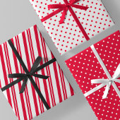 Red & White Candy Cane Stripes & Polka Dots Inpakpapier Vel