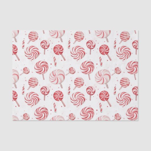 Red White Candy Cane Treats Christmas Tissuepapier (Voorkant)