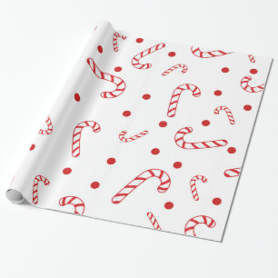 Red White Candy Canes kerstfeestdag poka Dots Cadeaupapier