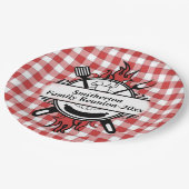Red White Check Barbecue Cookout Family Reunion Papieren Bordje (Gekanteld)