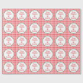 Red White Check MERRY CHRISTMAS Name Cadeaupapier (Vlak)