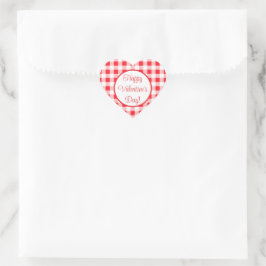 Red White Check Romantic Valentines Day Hart Sticker