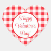 Red White Check Romantic Valentines Day Hart Sticker (Voorkant)