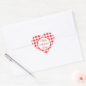 Red White Check Romantic Valentines Day Hart Sticker (Envelop)