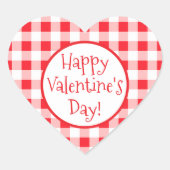 Red White Check Whimsical Valentines Day Hart Sticker (Voorkant)