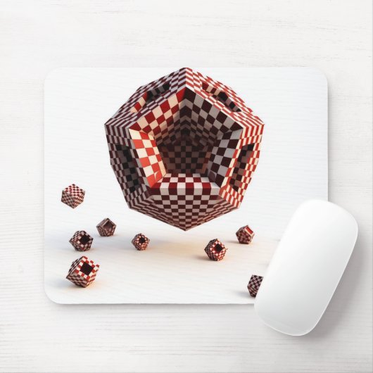 Red & White Checkerboard Geometric Objects Muismat (Met muis)