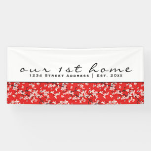 Red & White Cherry Blossom   Eerste thuisbasis Spandoek