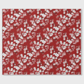 Red White Cherry Blossoms Floral Pattern Cadeaupapier (Vlak)