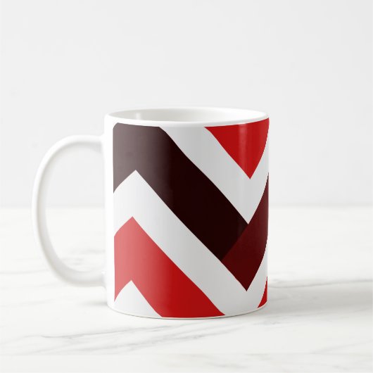 Red White Chevron Geometric Pattern Koffiemok (Links)