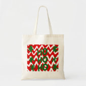 Red White Chevron Ho Ho Ho Kerstmis Tote Bag (Voorkant)