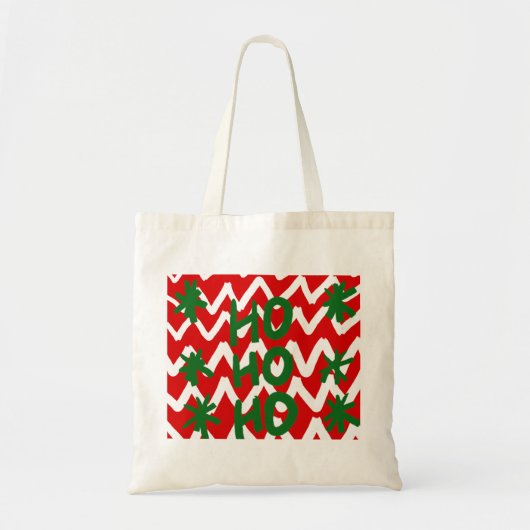 Red White Chevron Ho Ho Ho Kerstmis Tote Bag (Voorkant)