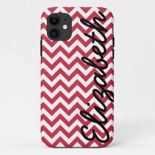 Red White Chevron Pattern iPhone 11 Hoesje