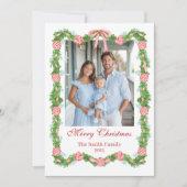 Red & White Chinoiserie Garland Grandmillennial  Feestdagenkaart (Voorkant)