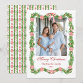 Red & White Chinoiserie Garland Grandmillennial  Feestdagenkaart (Voorkant / Achterkant)