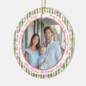 Red & White Chinoiserie Garland Grandmillennial Keramisch Ornament (Links)