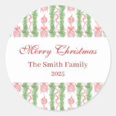 Red & White Chinoiserie Garland Grandmillennial Ronde Sticker (Voorkant)