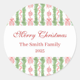Red & White Chinoiserie Garland Grandmillennial Ronde Sticker