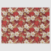 Red White Christmas Floral Pattern#17 ID1009 Tissuepapier (Voorkant)