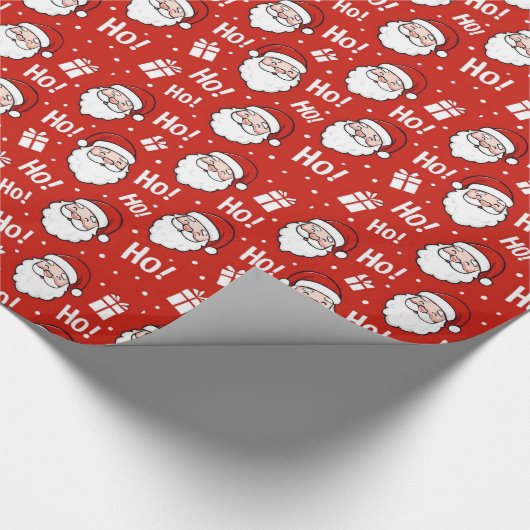 Red & White Christmas Santa Claus Pattern Cadeaupapier (Hoek)