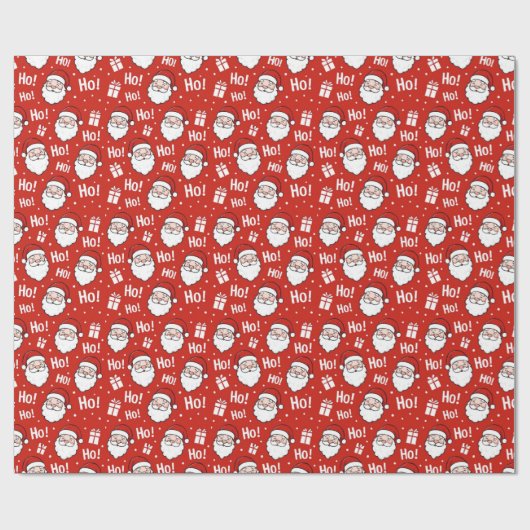 Red & White Christmas Santa Claus Pattern Cadeaupapier (Vlak)