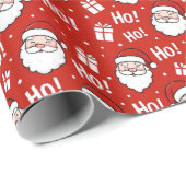 Red & White Christmas Santa Claus Pattern Cadeaupapier (Rol Hoek)