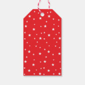Red & White Christmas Tree Stars & Name Typography Cadeaulabel (Achterkant)