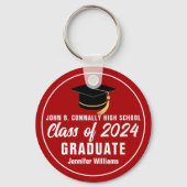 Red White Class of 2023 Personal Afstuderen Gift Sleutelhanger (Voorkant)