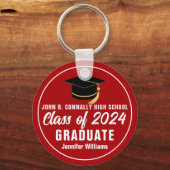 Red White Class of 2023 Personal Afstuderen Gift Sleutelhanger (Voorkant)