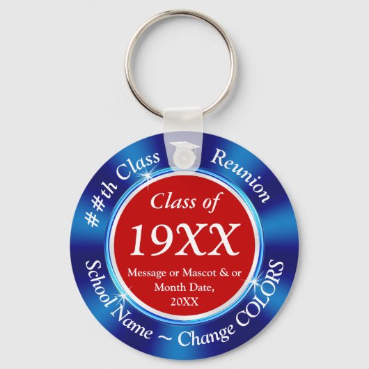 Red White Class Reunion Favors, op maat gemaakt Sleutelhanger (Voorkant)