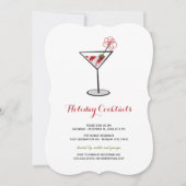 Red White Cocktail Martini Modern Holiday Party Kaart (Voorkant)