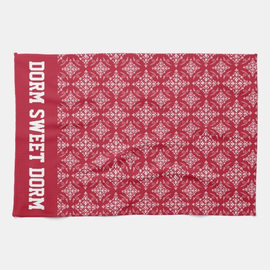 Red White College Team Cool Fun Dorm School Theedoek (Horizontaal)